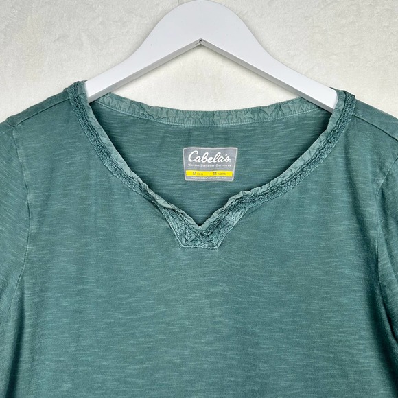 Cabela's Women's Size M V Neck 3/4 Sleeve Blouse Top 100%‎ Cotton - Picture 5 of 10